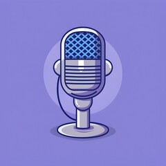 Minimalist Microphone Icon in Sleek Modern Design on Purple Background