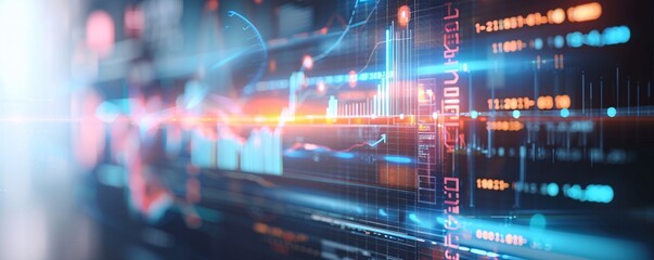 High-tech digital background with a glowing analytics dashboard, promoting brand loyalty