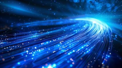 Naklejka premium A blue line of light with many small blue dots