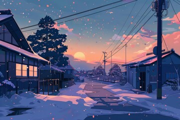 Admiring the first snowfall, cozy vibe, Generative AI