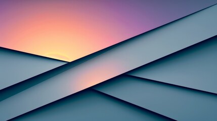 Minimalist and modern design with abstract geometric background and vibrant sunrise colors and shadows