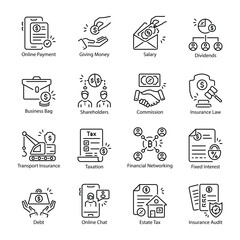 Set of Finance Management Line Style Icons 

