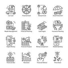 Collection of Money Line Style Icons 

