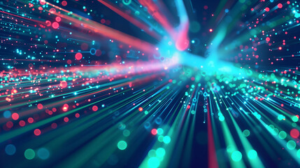 Fototapeta premium A chain of blue links is shown in a close up. The chain is made up of many small links, and the links are all connected to each other. The image has a futuristic and technological feel to it