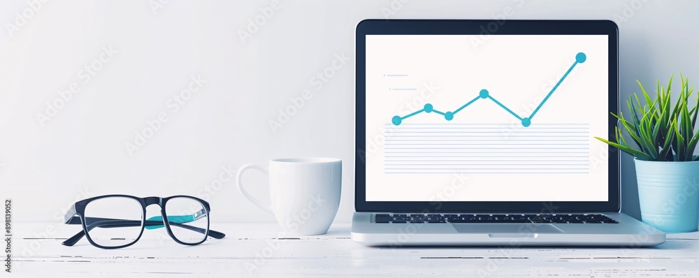 Poster creative workspace featuring an seo graph, emphasizing content creation in digital marketing