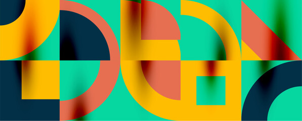 Obraz premium Neo memphis geometric pattern with circles, squares. Pop art abstract background for covers, banners, flyers and posters and other templates