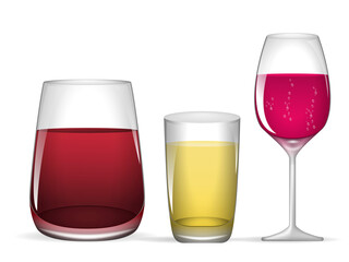 wine glass realistic isolated on white background 3D illustration,