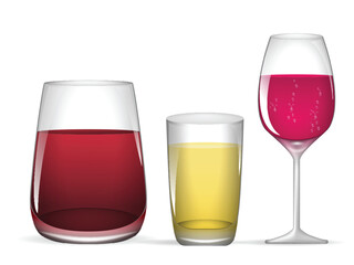 wine glass realistic isolated on white background 3D illustration,