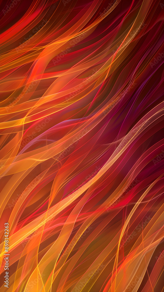 Poster glowing waves of orange, yellow, and red flow across the canvas, creating a dynamic and vibrant abst