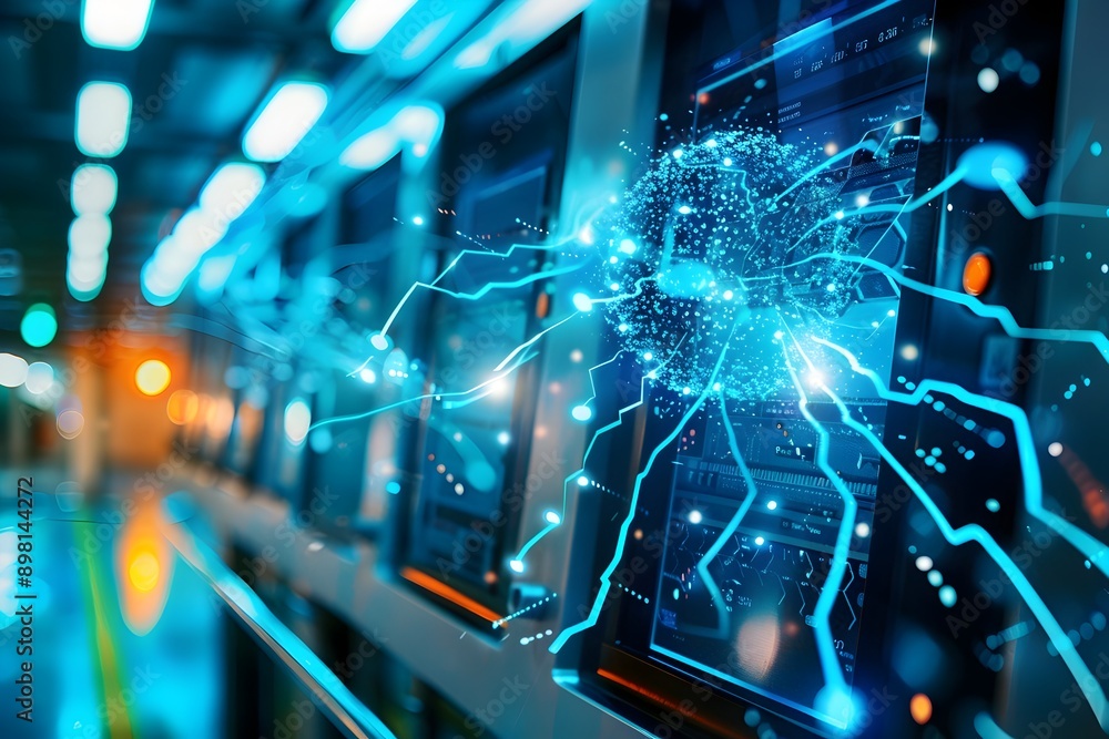 Poster visualizing the spread of cybersecurity threats in a digitally connected world