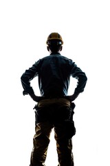 Worker in Hard Hat Silhouette