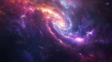 Vibrant galaxy with swirling colors of purple, blue, and pink, showcasing the beauty and mystery of the universe, ideal for sci-fi and fantasy designs