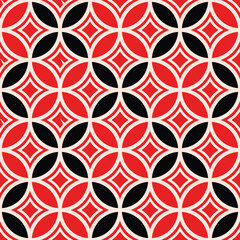 Japanese Circle Leaf Mosaic Vector Seamless Pattern