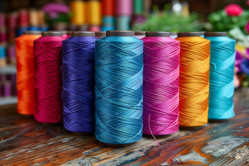 closeup of colorful threads