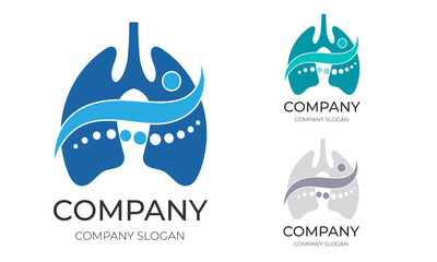 Creative logo concept for Halotherapy / Salt Therapy. Respiratory and skin health. Abstract presentation of important elements - lungs, salt particles, and person. 3 colors. 