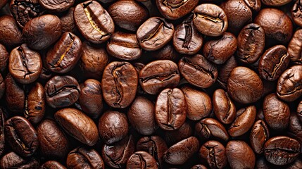 Fototapeta premium Coffee beans background. Roasted coffee beans close up