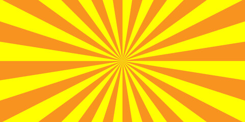 Abstract retro ray sunburst circle light and bright starburst wallpaper. orange and yellow vintage illustration vector sunshine texture. used for template and cartoon, ads.	
