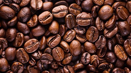 Obraz premium Coffee beans background. Roasted coffee beans close up