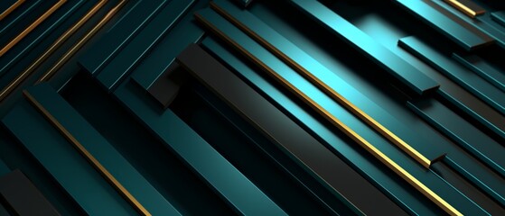 Obraz premium Luxurious and elegant abstract modern background with intersecting black and blue planes and golden lines