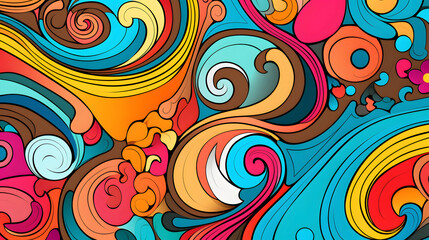 Fototapeta premium funky colorful 60s style pattern wallpaper