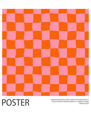 Seamless geometric simple checkered poster in retro style, hand drawn illustration 