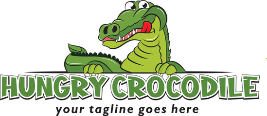a hungry crocodile cartoon logo design fully editable design 