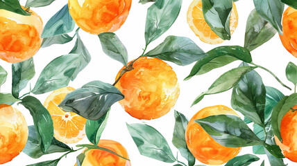 watercolor oranges and green