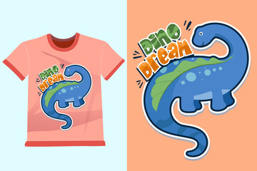 Dinosaurs brontosaurus cartoon arts For tshirt, Apparel prints designs and other uses. Perfect for decoration, nursery t-shirt, kids apparel, invitation, simple child design.