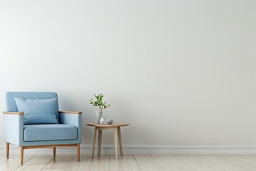 green chair in a room with a wall