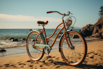 Fototapeta premium Vintage Bicycle on a Sandy Beach