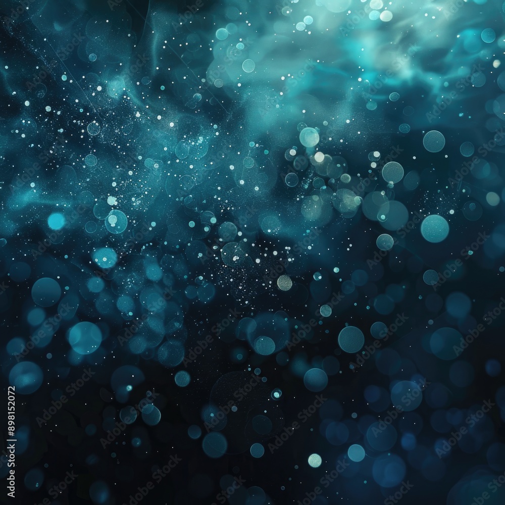 Poster dreamy abstract blue bokeh background with glowing particles and soft light