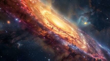 Obraz premium Beautiful photograph of a galaxy with a nebula in the foreground, highlighting the colorful and diverse phenomena found in space