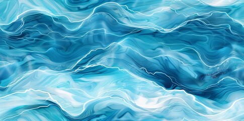 Fototapeta premium Abstract waves with dynamic motion, presented in a seamless ocean design using watercolor style