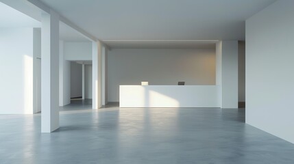 Obraz premium White office reception area and a concrete floor, in the style.