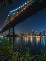 Fototapeta premium Bridge at Night Over Water