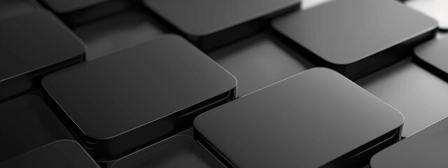 Dark squares abstract 3d black background. abstract 3d texture black square pattern background, grunge surface. Black color square pattern on banner with shadow. 