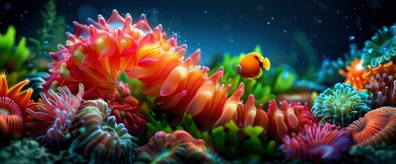 Obraz premium Sea Life Spiral Tubeworm Underwater Beauty, A Scuba Diver'S Point Of View, Showcasing The Wonders Of Marine Life