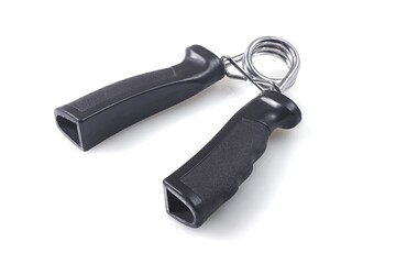 Hand exercise gripper isolated on white background. Horizontal image with copy space.