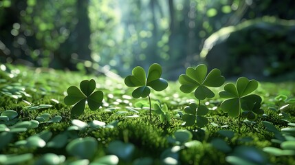 Obraz premium Four leaf clover painting
