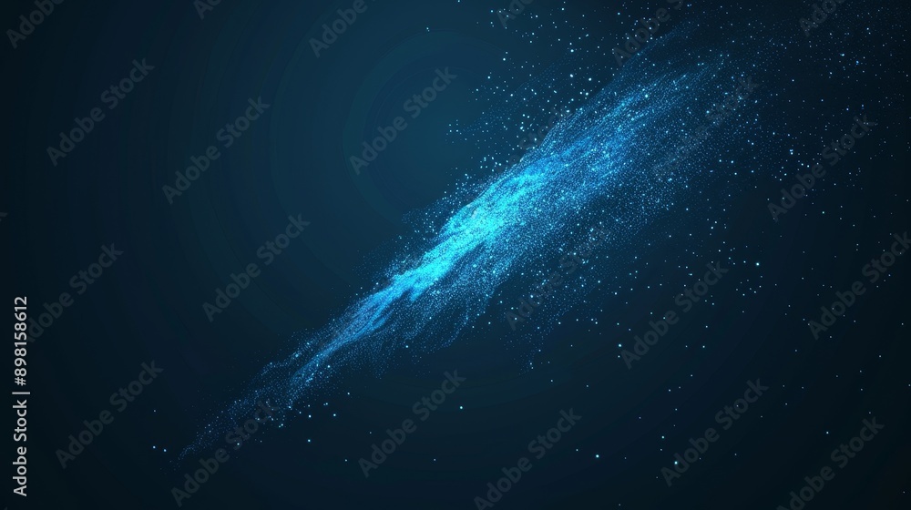 Poster an arc of shooting stars with a magic neon curve. glitter flare arch line trail. small dust sparkle 