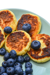 Tasty Breakfast Homemade Cheesecakes with Blueberries Vertical Photo for Stories