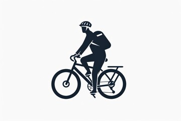 Obraz premium This sporty silhouette shows a cyclist with a bag, captured while riding a bicycle. The illustration embodies motion and modernity, highlighting an urban commute.