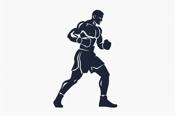 Fototapeta premium This image captures a boxer in an aggressive stance, ready to take on the next challenge. The dynamic illustration highlights the fighter's physique and determination.