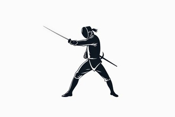 Obraz premium This artwork captures the silhouette of a kendo fighter at the moment of readiness, holding a sword. The poised stance and details reflect the discipline and tradition of kendo practice.