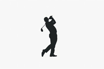 Silhouette of a golfer captured in mid-swing, epitomizing the precision, control, and form that are integral to the sport of golf, depicted in a simple yet dynamic style.