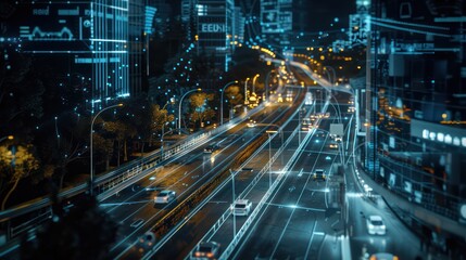 smart traffic management center where urban planners use real-time data to optimize traffic flow and reduce congestion using AI models