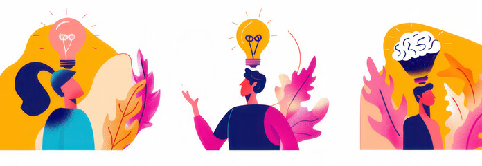 A set of three posters for  AI power Creative idea business solutions illustration.