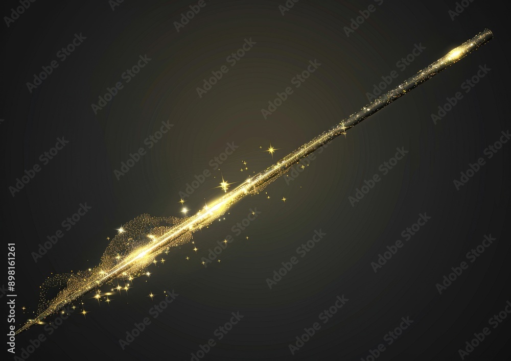 Poster a magic wand with golden swirls and sparkles isolated on a transparent background. a magic scepter t