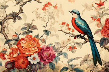 vintage style illustrated wallpaper, vintage vibes