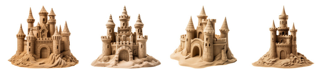 Set of sand castles. Beach side fun/ entertainment.